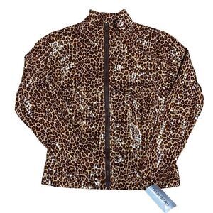Anne Ashley Cheetah Full Zip Jacket Size Small NEW